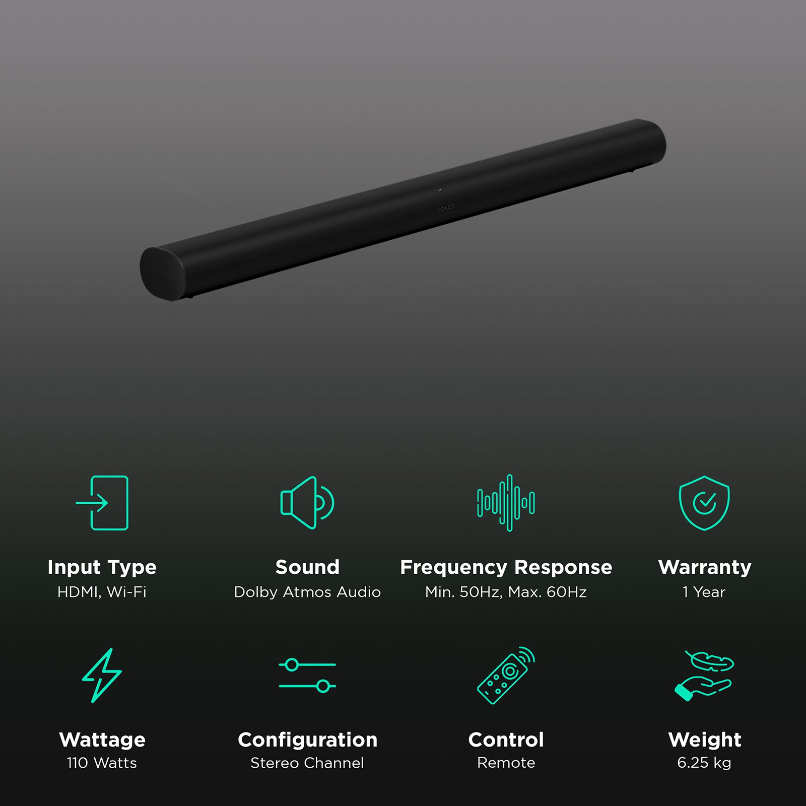 Buy Sonos ARC S19 Soundbar (Dolby Atmos, Stereo Channel, Black